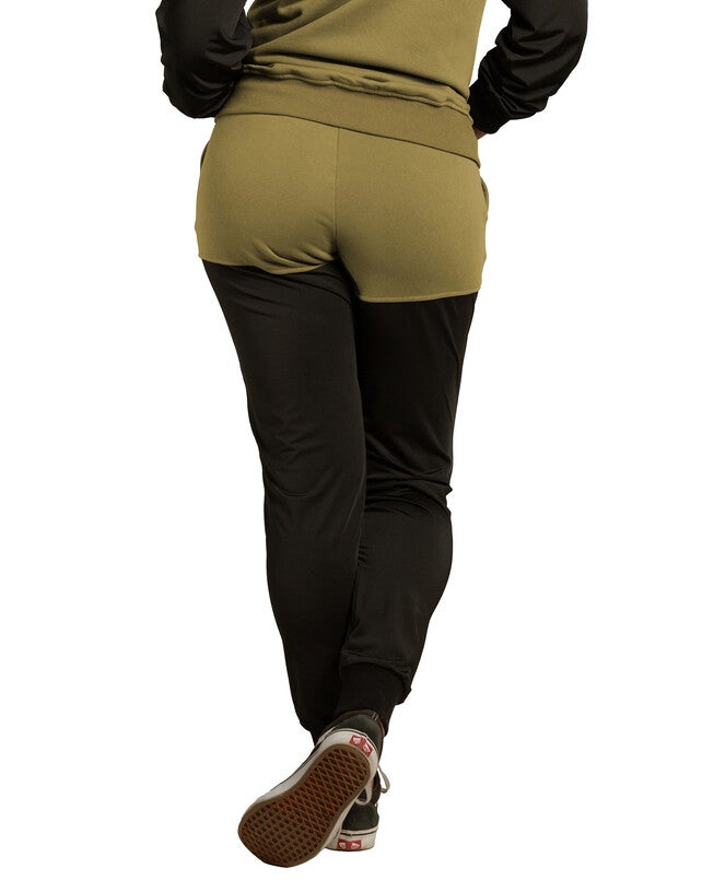 Billie Women's Plus Size Contrast Blocked Jogger, Light Olive / Olive Green, alternate image number 1