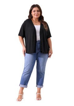 Button Down Sheer Short Sleeve Knitted Top