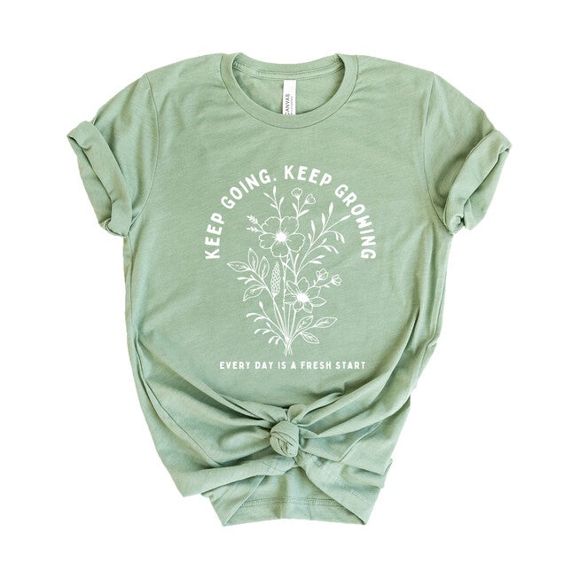 Keep Going Keep Growing Short Sleeve Graphic Tee, Sage / Sage Green, hi-res image number null
