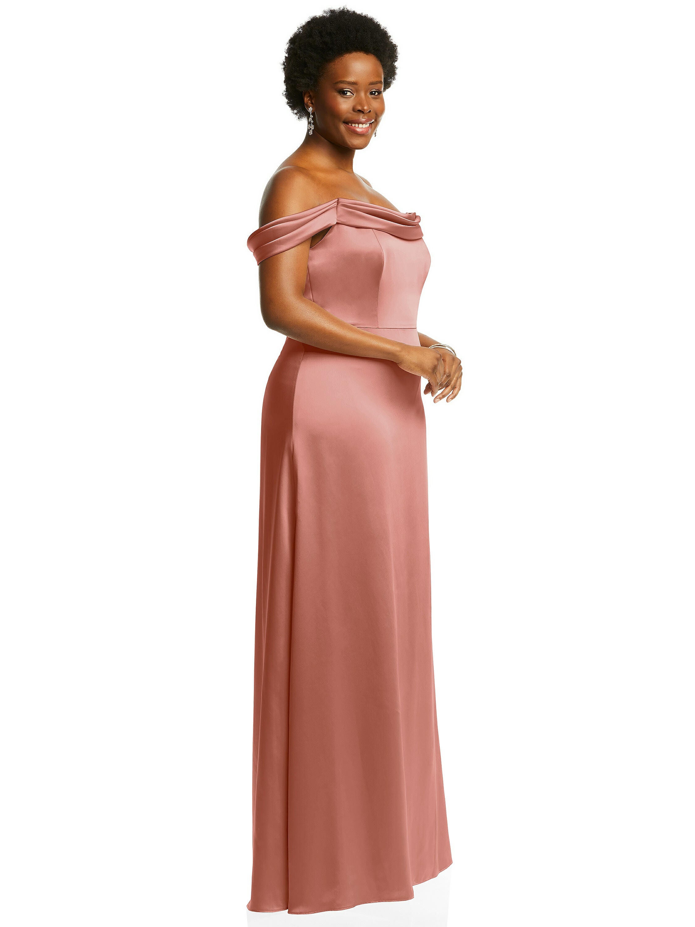 Draped Pleat Off-the-Shoulder Maxi Dress, , alternate image number 4