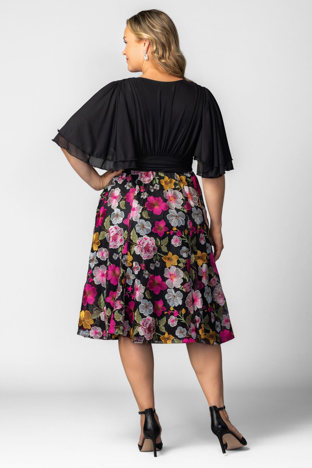 Lillian Embroidered Cocktail Dress, Vibrant Floral Frolic / Black, alternate image number 1