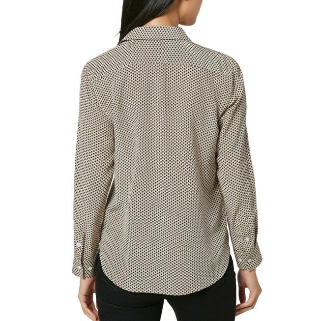 LEEMA SILK TOP IN TRUE BLACK/MUSHROOM STAR PRINT, True BlackMushroom Star Print / Beige, alternate image number null