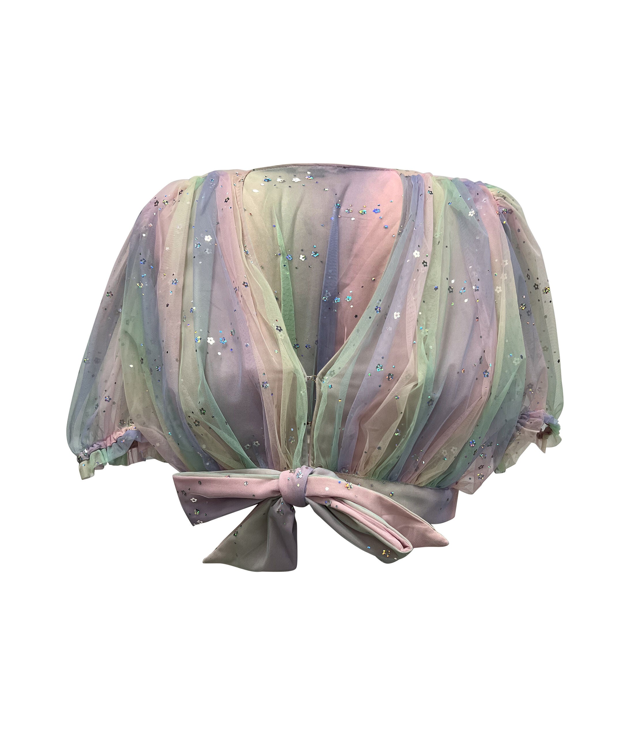 Smak Parlour Rainbow Ombre Roller Queen Crop Blouse, Rainbow / Purple, hi-res image number 0