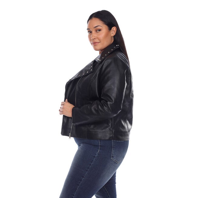 PU Faux Leather Jacket, Black / Black, alternate image number 1