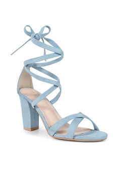 Strappy Lace Up Block Heel Sandals
