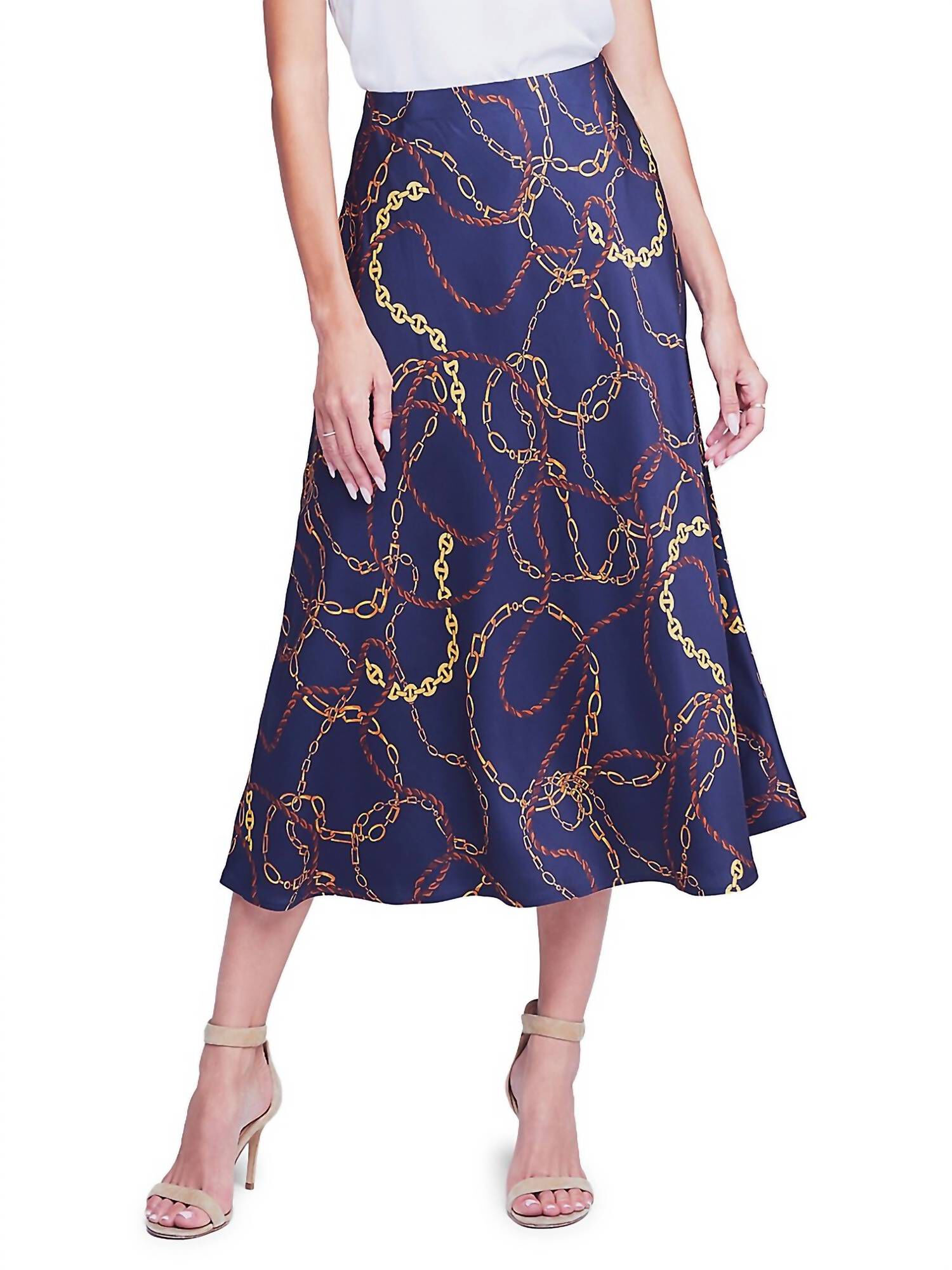 CLARISA MIDI SKIRT IN NAVY, Navy / Royal Blue, hi-res image number 0