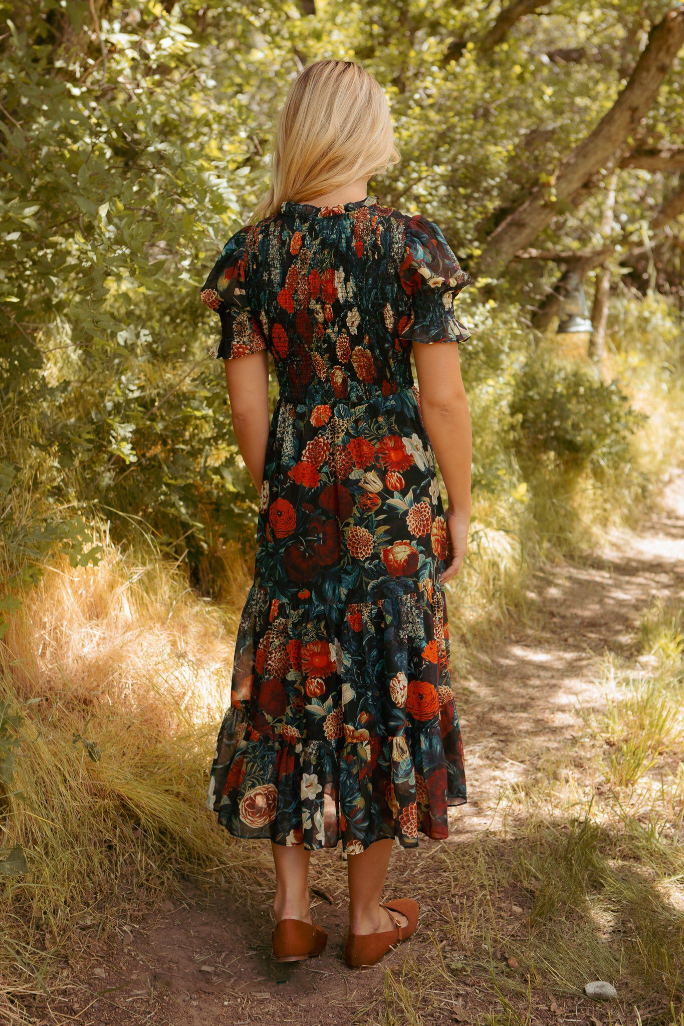 Cordelia Dress, Moody Floral / Black, alternate image number 3