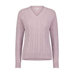 Cotton frayed edge cable v neck