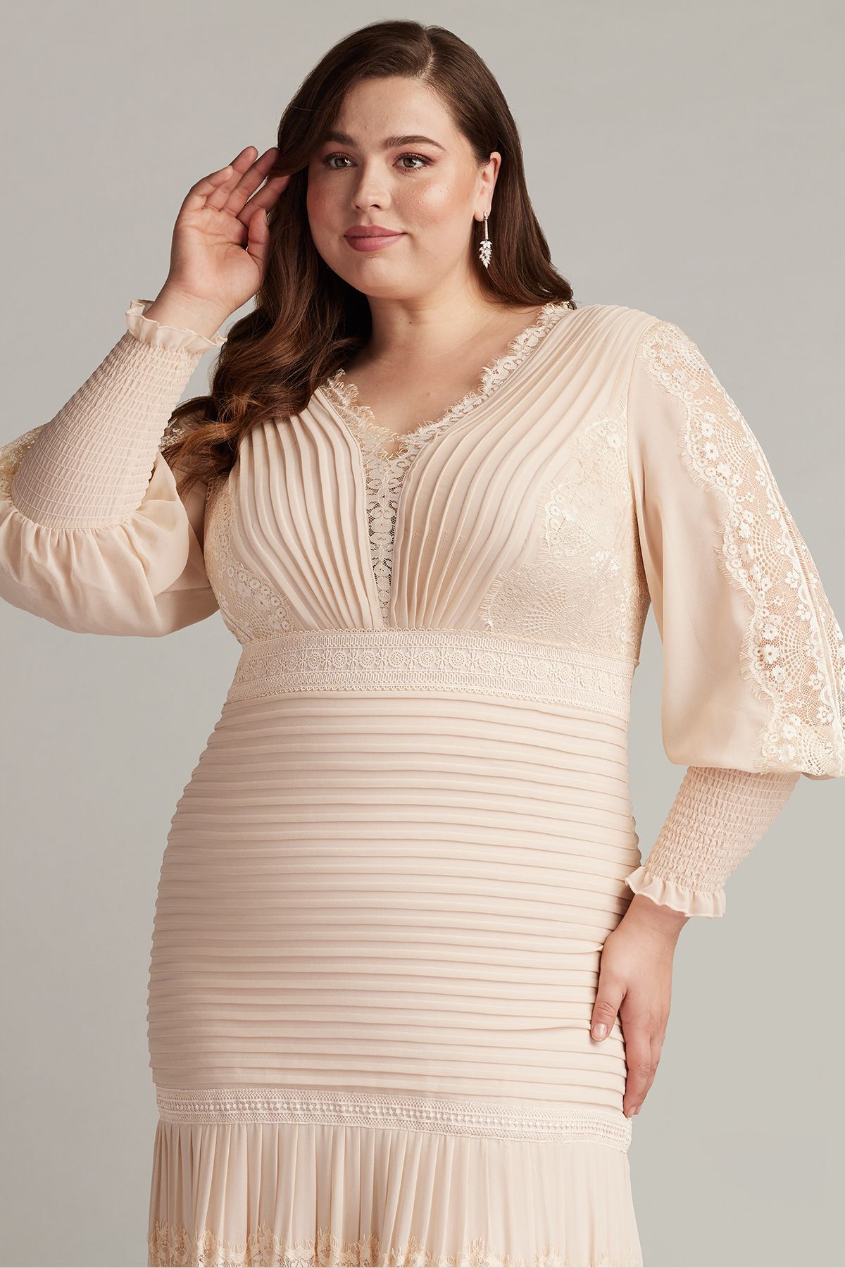 Nyssa Bishop Sleeve Gown - PLUS SIZE, PETAL / see-description, alternate image number 4