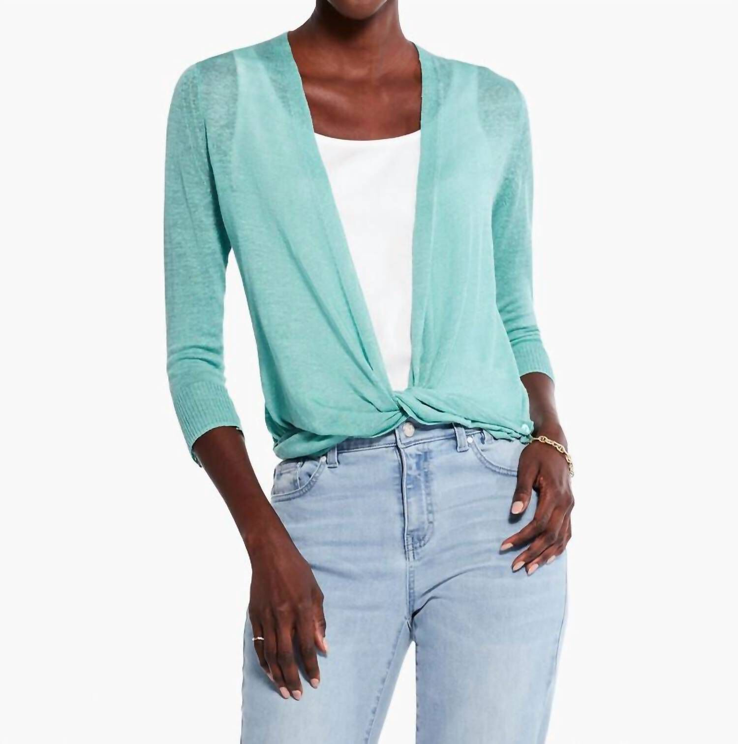 4 WAY CARDIGAN IN HAZY AQUA, , alternate image number 5