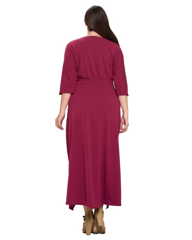 JULIETTE WRAP MAXI DRESS, Magenta / Magenta, alternate image number 2