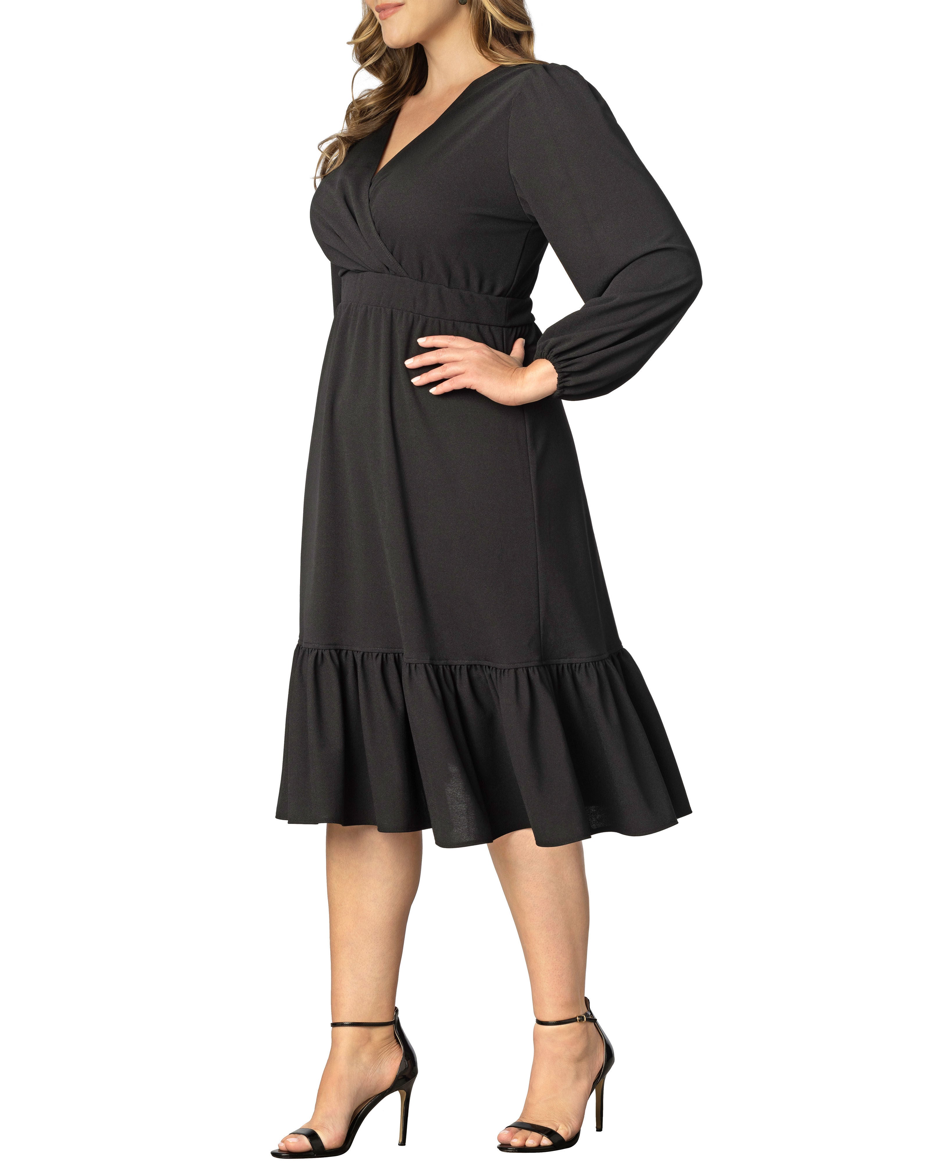 PORTIA LONG SLEEVE DRESS, BLACK NOIR / Black, alternate image number 2