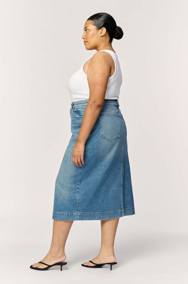 LIN PLUS - DENIM SKIRT | ROCKAWAY, ROCKAWAY / Dark Wash, alternate image number null
