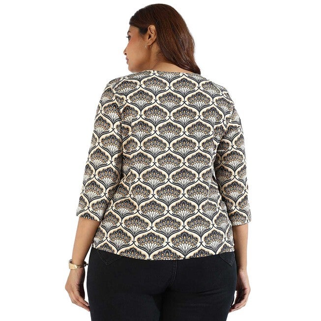 Women Graphic Design Casual Top, Brown / Brown, alternate image number null