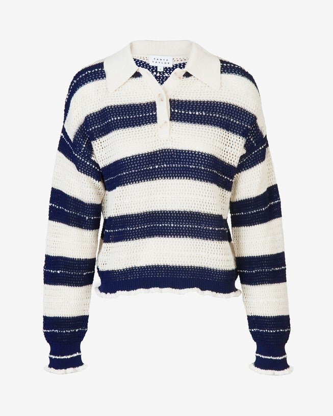 Quinn Sweater, MaritimeBlue Ivory / Navy, alternate image number 1