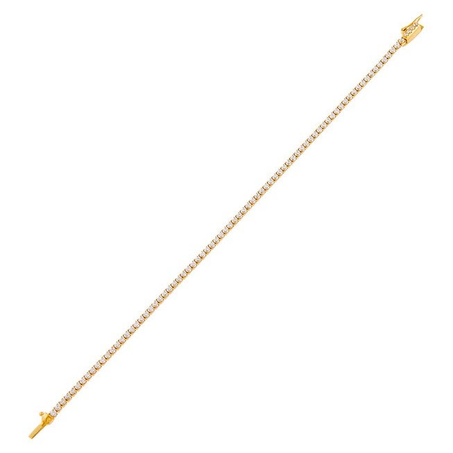 Classic Thin Tennis Bracelet Gold One Size, Gold / Gold, alternate image number 1