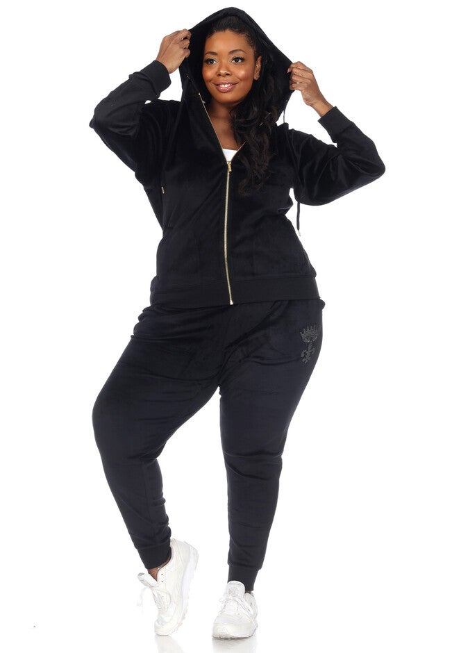 Rhinestone 2 Piece Velour Tracksuit Set, , alternate image number 5