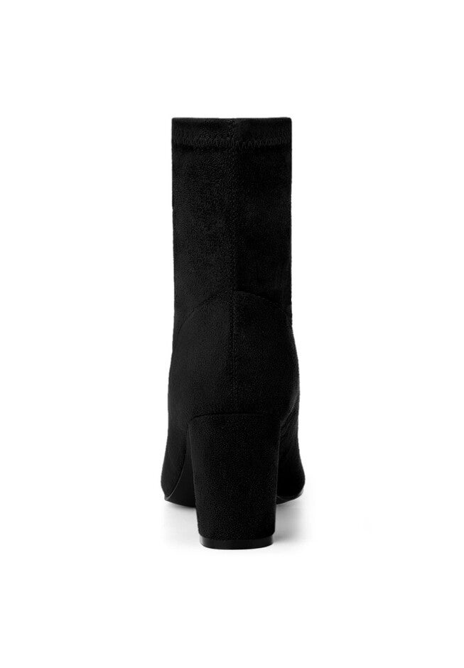 FRONT ZIPPER HIGH HEEL ANKLE BOOTS, Black / Black, alternate image number 3