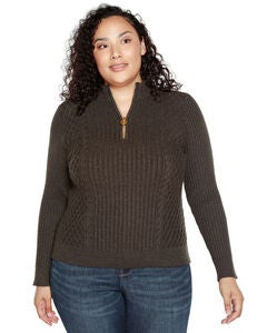RIB AND CABLE QUARTER-ZIP SWEATER