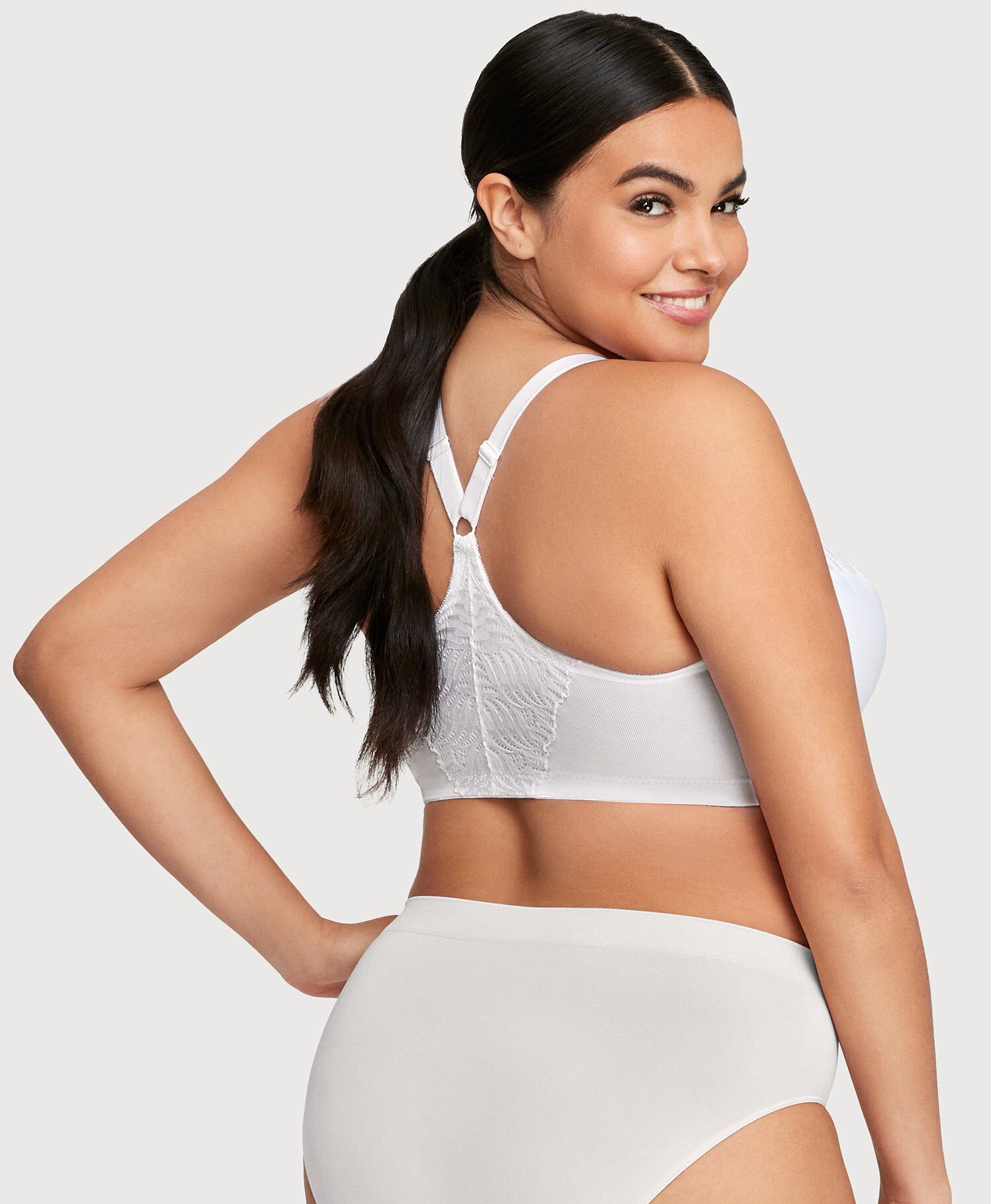 Front-Closure T-Back WonderWire Bra, White / White, alternate image number 1