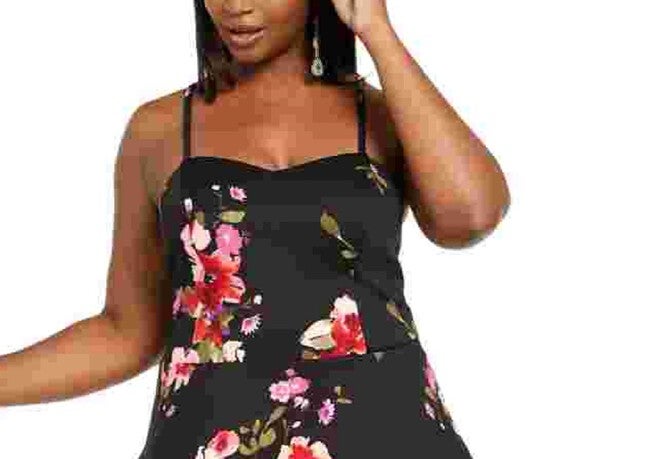 Sequin Hearts Women's Trendy Plus Size Floral Fit & Flare Dress Red Size 16, Red / Red, alternate image number null