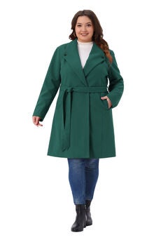 Lapel Single Breasted Belted with Pocket Trench Coats