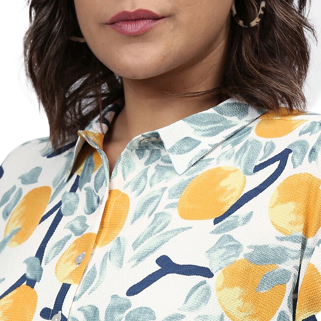 Floral Printed Shirt Style Top, , alternate image number null
