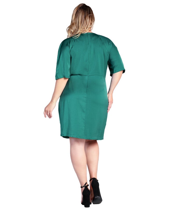 Rara Womens Plus Size Wrap Midi Dress With Belt, MALACHITE / Sage Green, alternate image number 2