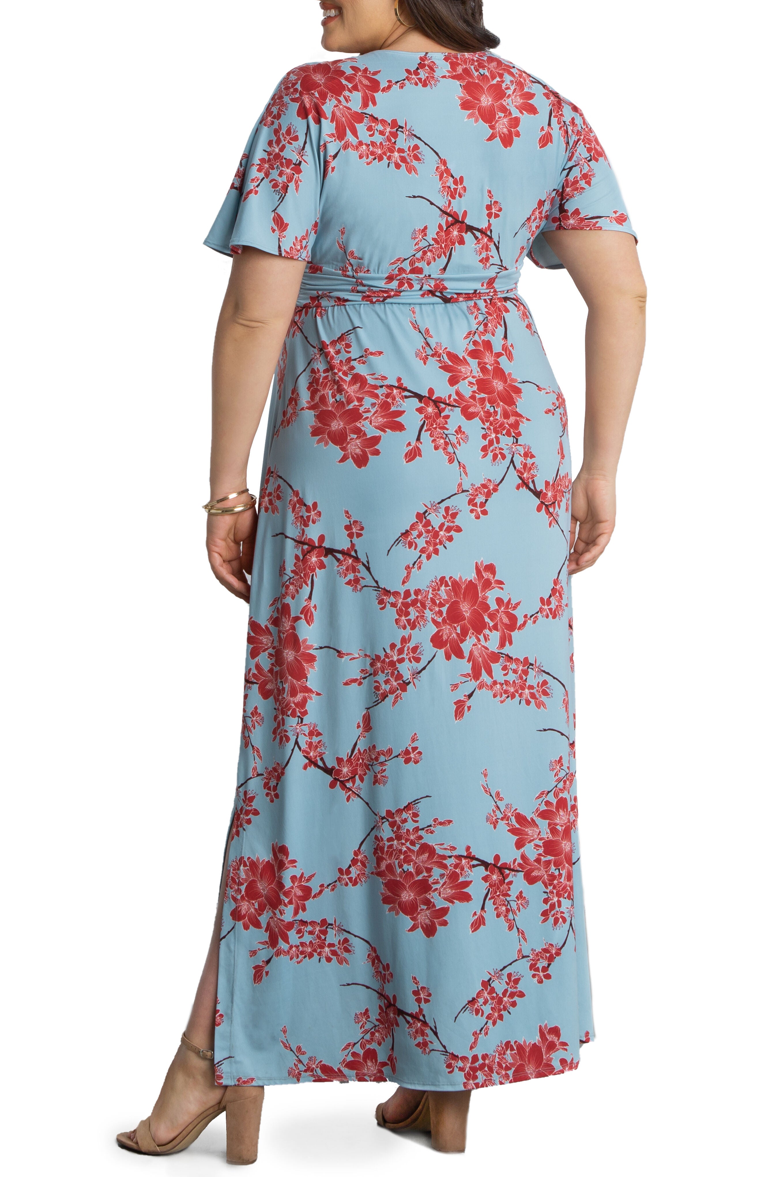 Vienna Maxi Dress, CHERRY BLOSSOM PRINT / Azure Blue, alternate image number 3