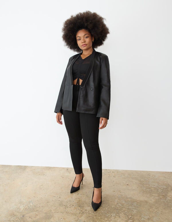 Leather Wrap Blazer, Black Beauty / Black, alternate image number 1