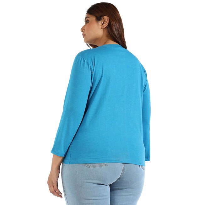 Blue Round Neck Tee, Blue / Royal Blue, alternate image number null