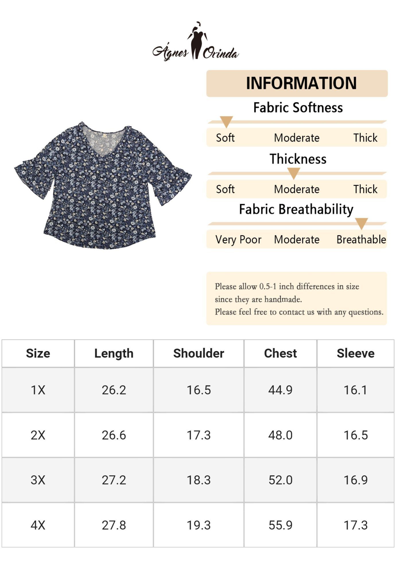 Floral Print V Neck Tiered Ruffle Bell Sleeve Blouse Top, Navy Blue / Navy, alternate image number 4