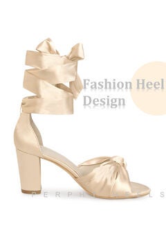 Satin Open Toe Lace Up Block Heels Sandals