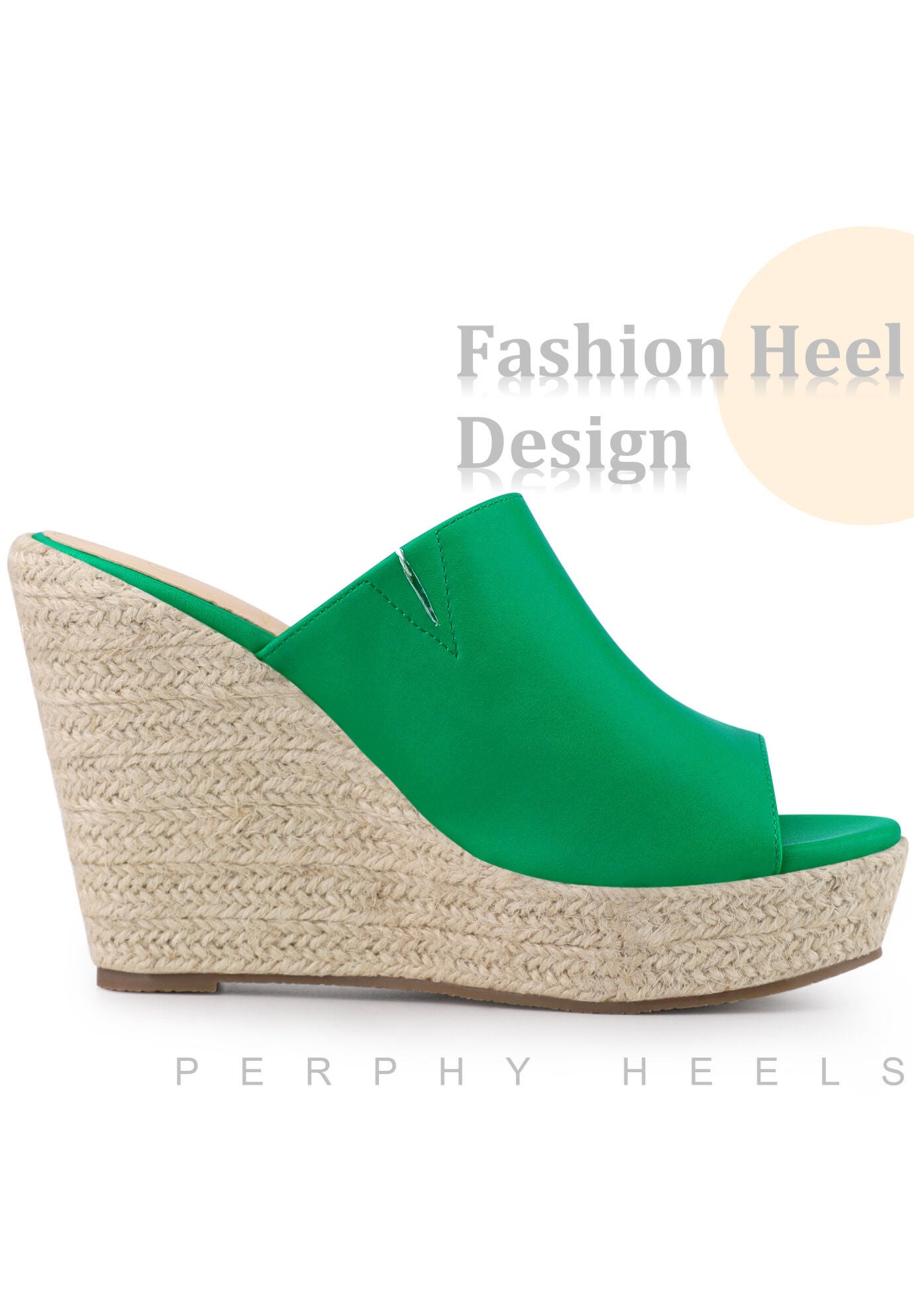 Open Toe Espadrille Wedge Heel Platform Slide Sandal, Grass Green / Kelly Green, hi-res image number 0