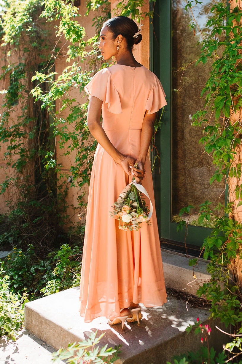 Callie Dress, Apricot Crush Chiffon / Peach, alternate image number 2