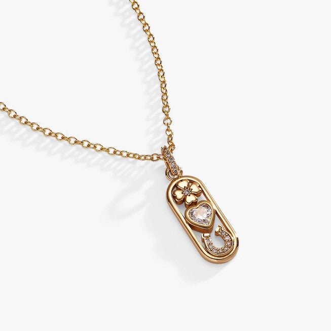Love and Luck Pendant Necklace, Gold / Gold, hi-res image number 0