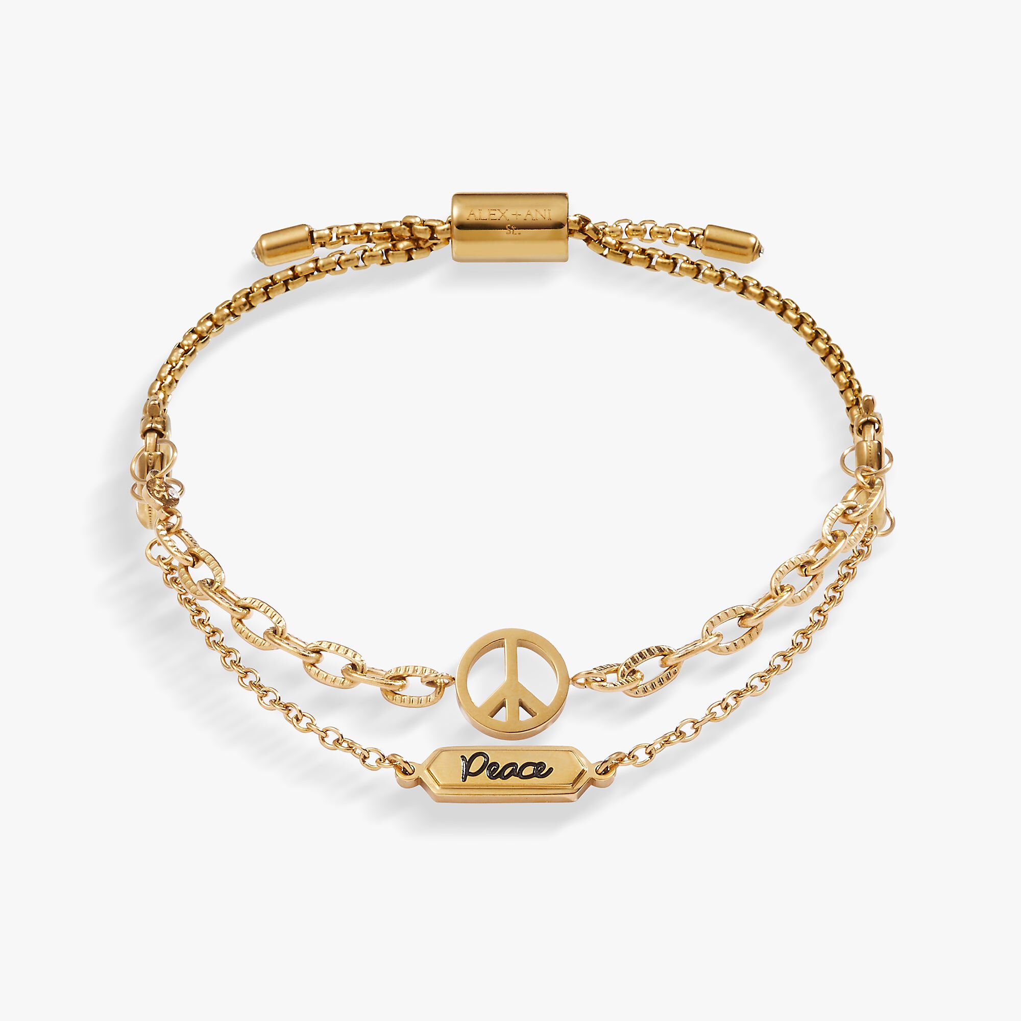 Peace Stranded Bracelet Set, Gold / Gold, hi-res image number 0