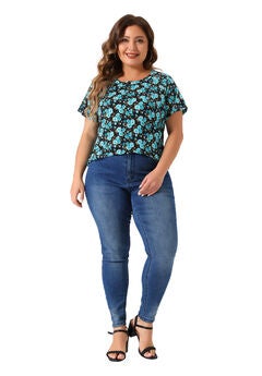 Floral Blouse Short Sleeves Loose Top