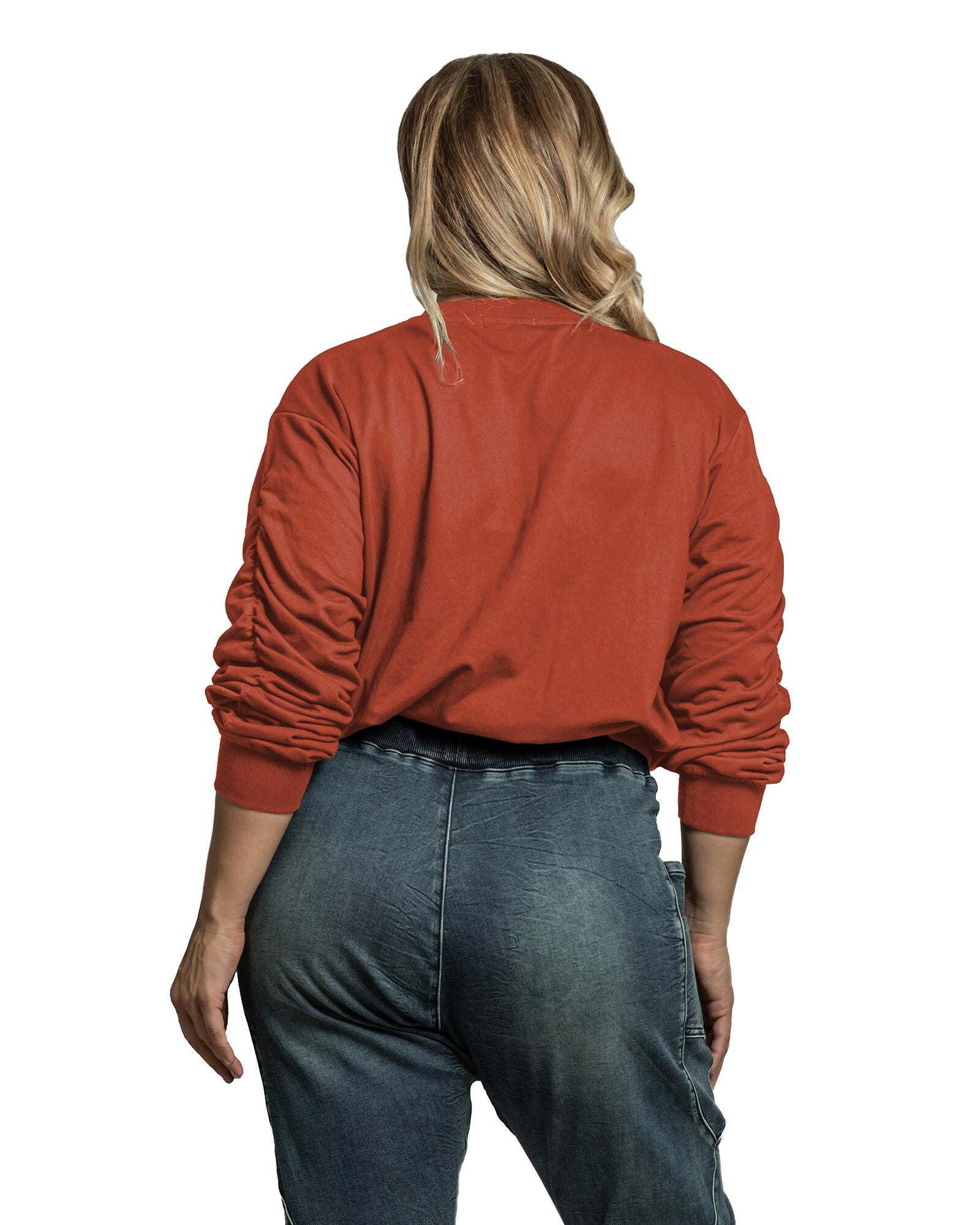 Standards & Practices Women&#39;s Long Sleeve French Terry Ruched Pullover, , alternate image number 4