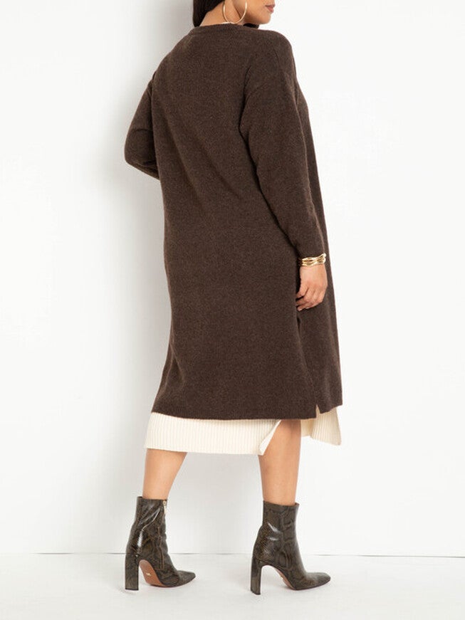 Isla Cardigan Duster, Chocolate Brown / Brown, alternate image number 2