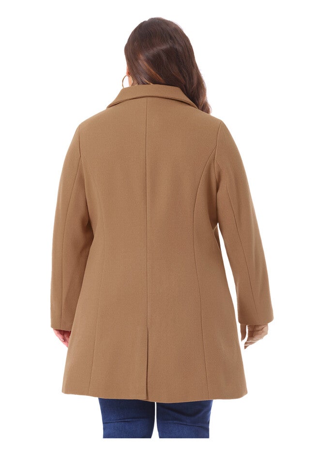 CLASSIC SINGLE BREASTED PEA TRENCH LONG COAT, Camel / Brown, alternate image number 3