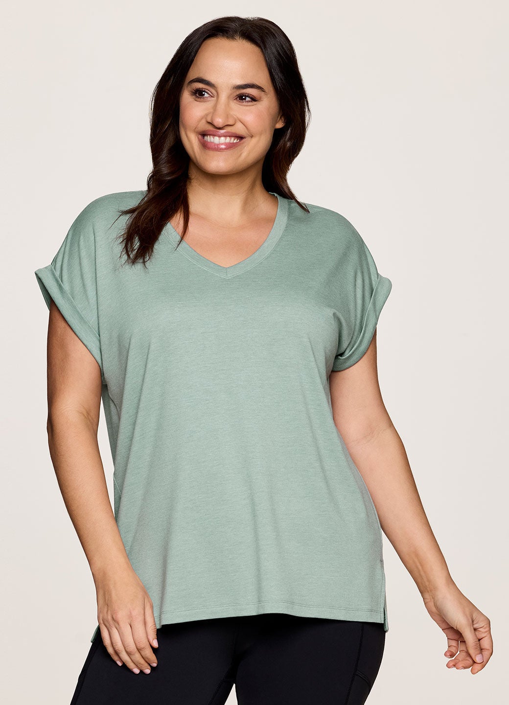 Plus Everyday V-Neck Tunic, Sea Glass / Sage Green, hi-res image number 0