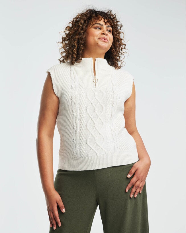Kennet Cream Wool Knitted Sweater Vest, , alternate image number 5