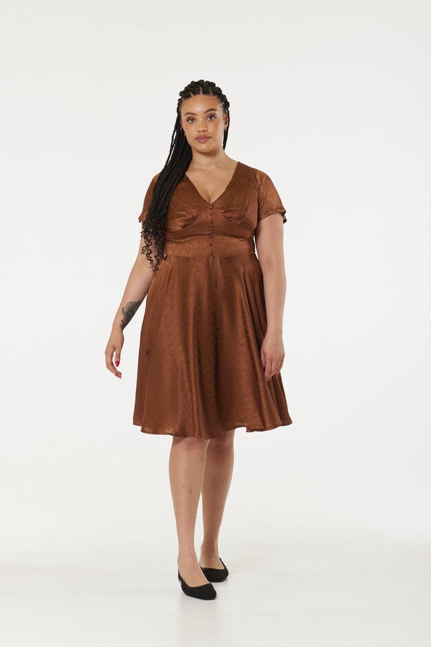 Kaylee Brown Dress in Recycled Fabric, , alternate image number null