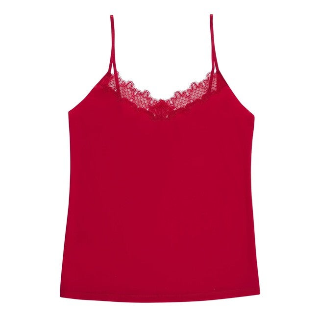 Soft Seamless Camisole with Lace, Jester Red / Red, hi-res image number 0