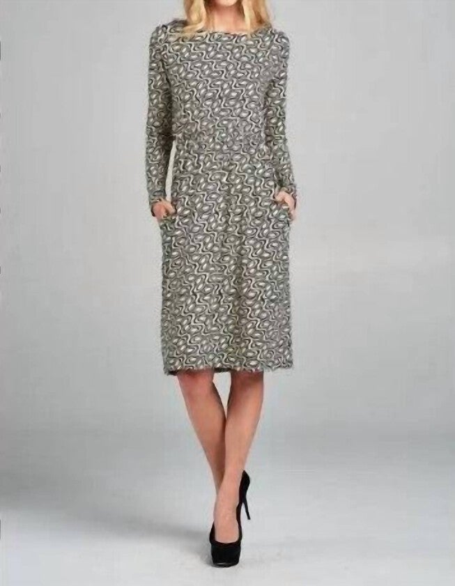 SPIROGYRA-PATTERNED MIDI DRESS IN BLACK, Black / Black, hi-res image number 0