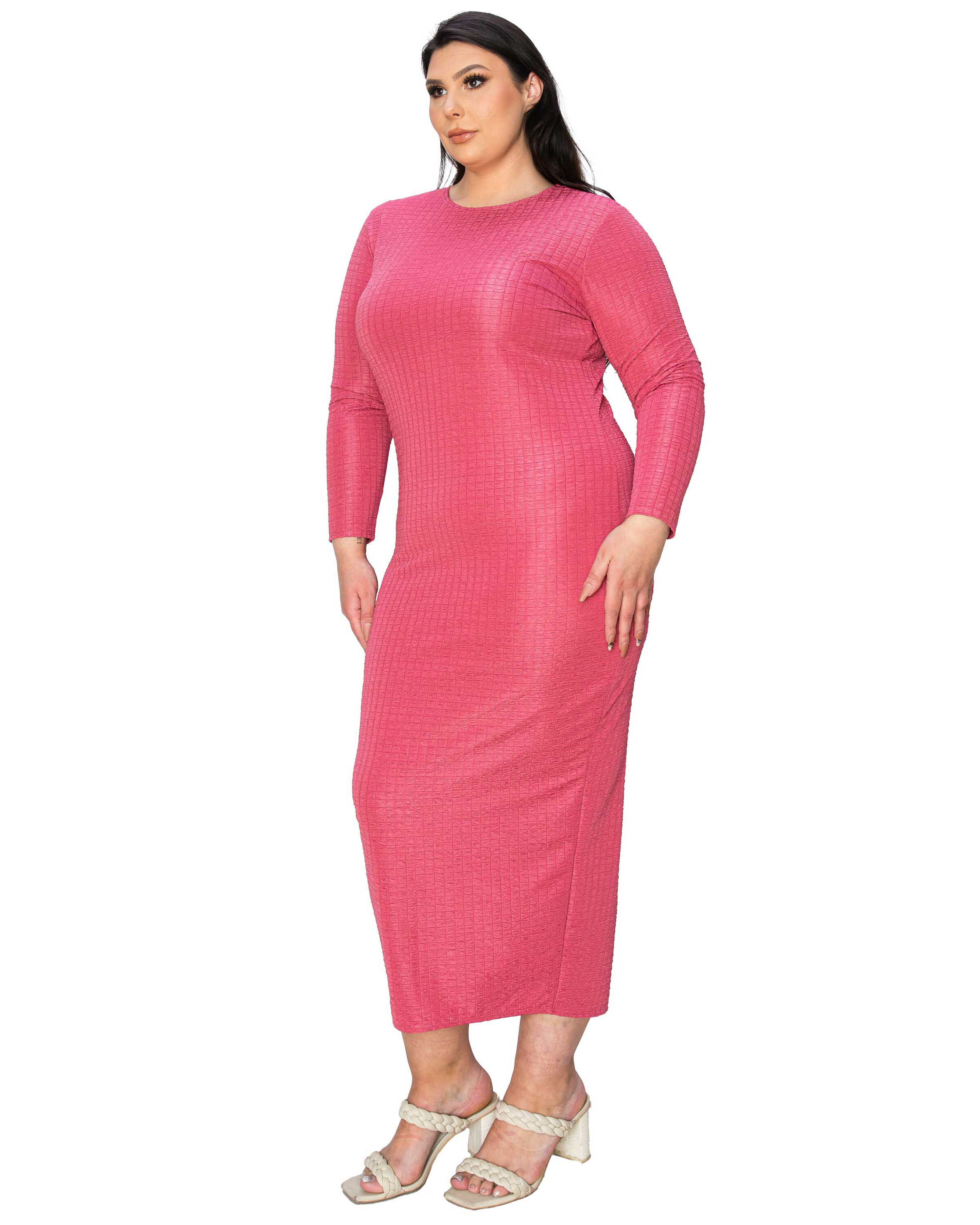 KYLO TEXTURED BODYCON DRESS, Rose / Deep Fuchsia, alternate image number 2