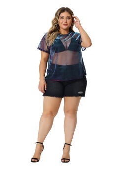 DROP SHOULDER SHEER MESH TOP