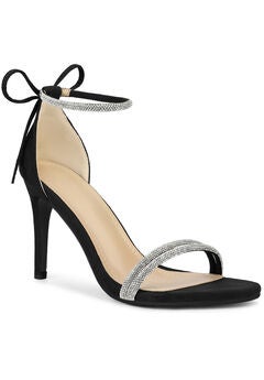 Rhinestone Ankle Tie Stiletto Heels Sandals