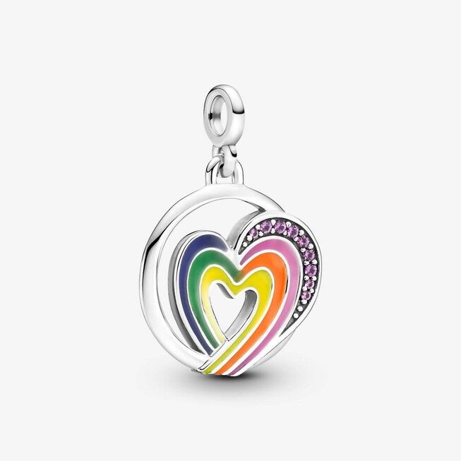RAINBOW HEART OF FREEDOM MEDALLION CHARM IN MULTICOLOR, Multicolor / Silver, hi-res image number null